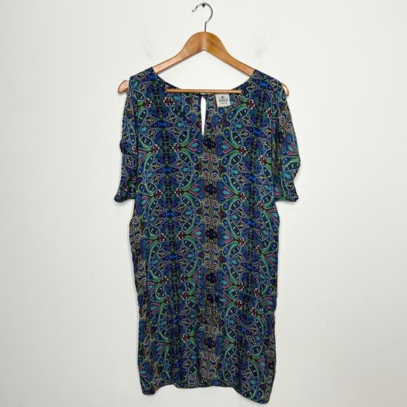 SW3 BESPOKE Silk Dress Cover Up Kaftan Size Small Colorful Paisley Boho Swimsuit - Picture 1 of 10